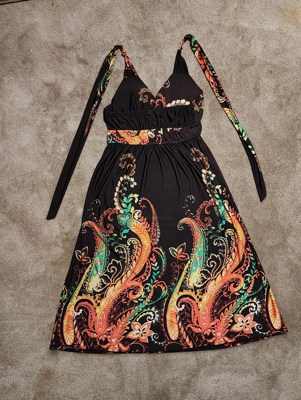 Shoreline Beautiful Brown Apron Summer Dress Sz Sm/Med - Picture 5 of 9